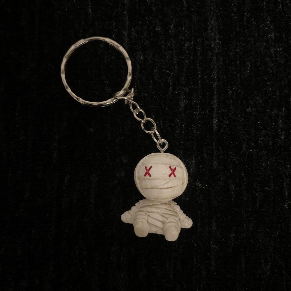 Cute Mummy Keychain with Red Accents
